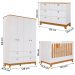 Kit Quarto Infantil Biscoito Berço Colchão Cômoda Roupeiro Branco Acetinado/Nature