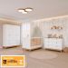 Kit Quarto Infantil Biscoito com Berço Cômoda Roupeiro Branco Acetinado/Nature