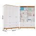 Kit Quarto Infantil Biscoito com Berço Cômoda Roupeiro Branco Acetinado/Nature