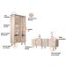Kit de Aparador Buffet Saluti e Cristaleira Evora Pés de Aço Off White