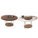 Kit de Mesa de Centro Sky com Pés em Aço e Tampo Vidro e MDF Castanho