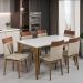 Kit de Mesa de Jantar Safira 160x90cm com 6 Cadeiras Cristal Branco Off/Areia/Caramelo