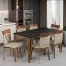Kit de Mesa de Jantar Safira 160x90cm com 6 Cadeiras Cristal Preto/Areia/Caramelo