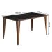 Kit de Mesa de Jantar Safira 160x90cm com 6 Cadeiras Cristal Preto/Areia/Caramelo