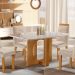 Mesa de Jantar Firenze 120x80 cm Retangular com Vidro Castanho Cinamomo/Off White