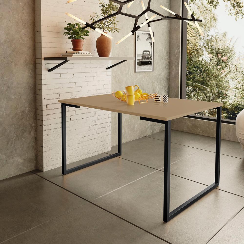 Mesa de Jantar Steel Estilo Industrial Pés de Aço 120x80cm Preto/Fendi
