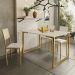 Mesa de Jantar e Cadeiras Steel Estilo Industrial Pés em Aço Dourado/Off White