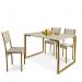Mesa de Jantar e Cadeiras Steel Estilo Industrial Pés em Aço Dourado/Off White