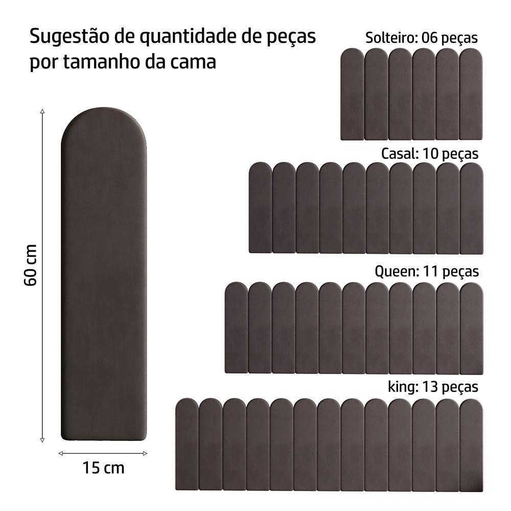 Modulo Para Cabeceira Chade Auto Adesiva Estofada 60cm x 15cm Marrom