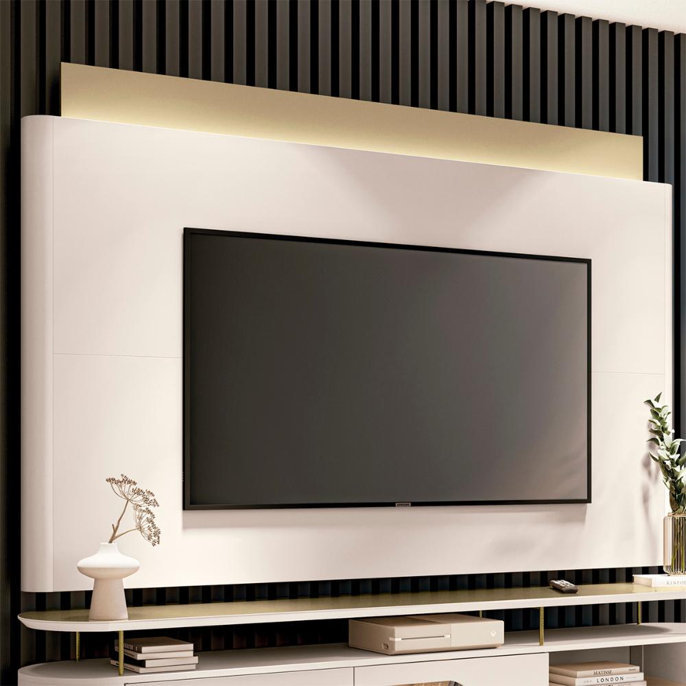Painel Nobre com LED para TV até 85” Polegadas 208,5 cm Off White/Champanhe