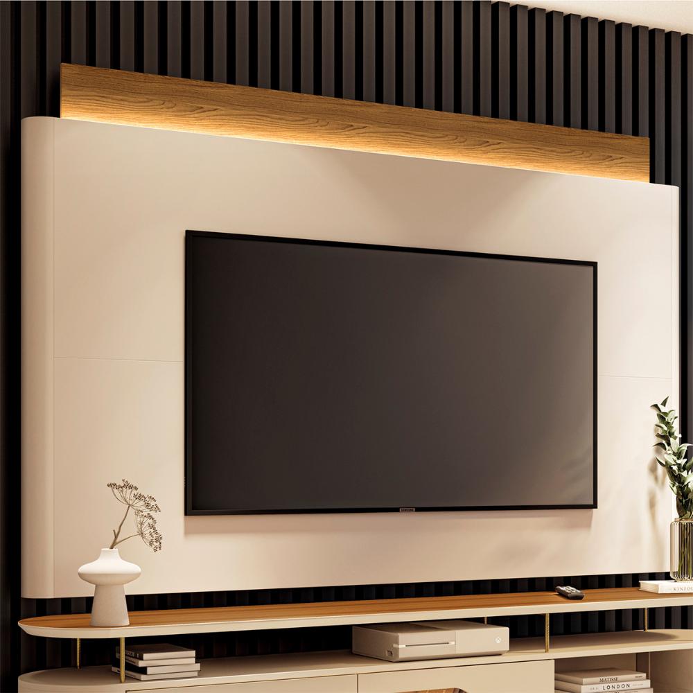 Painel Nobre com LED para TV até 85” Polegadas 208,5 cm Off White/Cinamomo