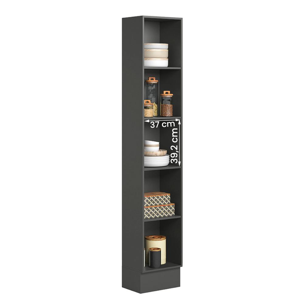 Paneleiro Acacia 219cm com 1 Porta 4 Prateleiras e Rodape Chumbo