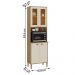 Paneleiro Cristaleira Tunísia 4 Portas com Prateleiras 71cm Canelato/Off White