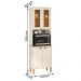 Paneleiro Cristaleira Tunísia 4 Portas com Prateleiras 71cm Off White/Canelato