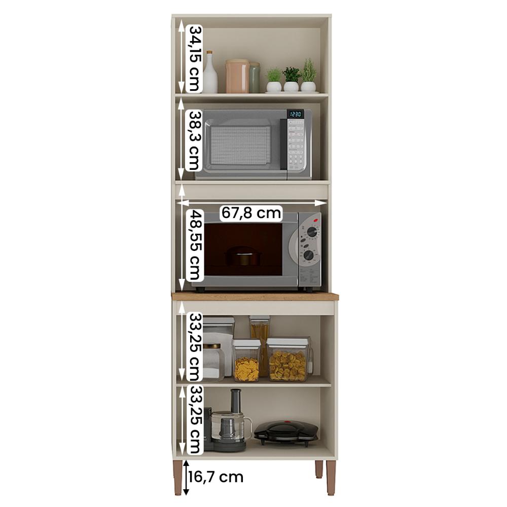 Paneleiro Tunísia com 3 Portas Nichos e Prateleiras Off White/Canelato