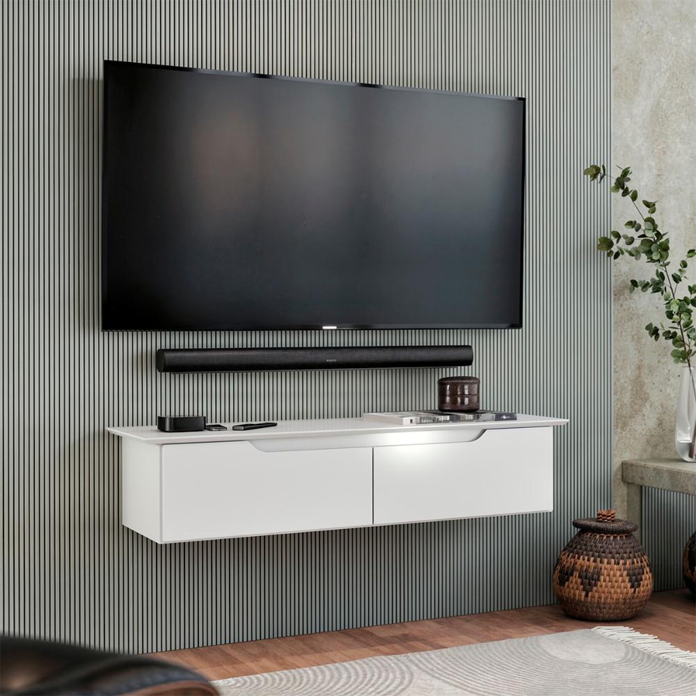 Rack Aparador Suspenso Flow com 2 Portas Basculante Branco