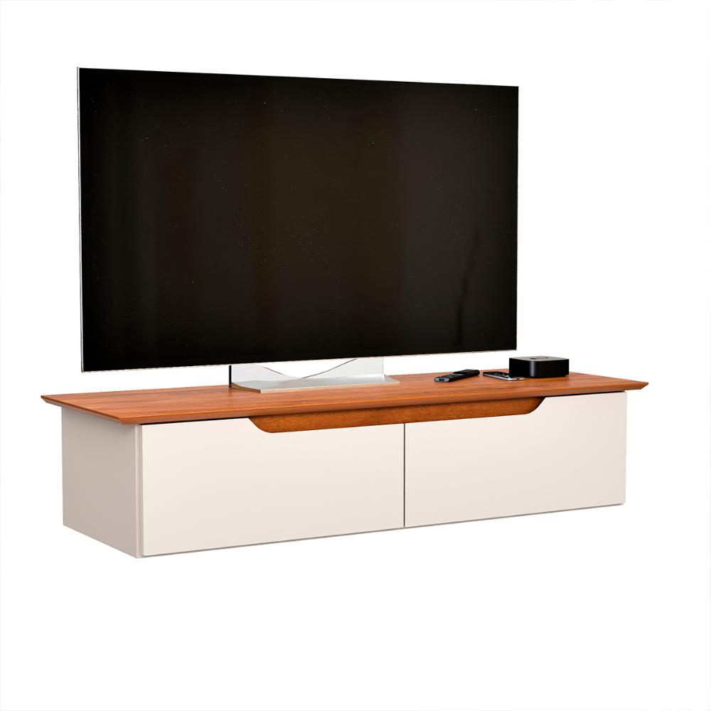 Rack Aparador Suspenso Flow com 2 Portas Basculante Off White/Freijo