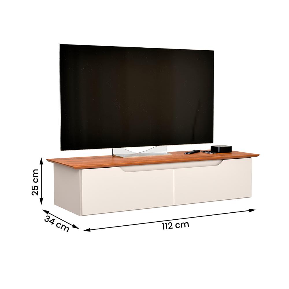 Rack Aparador Suspenso Flow com 2 Portas Basculante Off White/Freijo