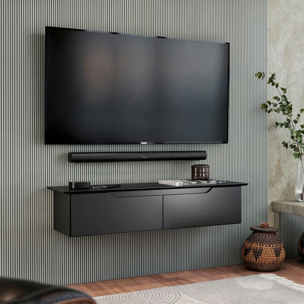 Rack Aparador Suspenso Flow com 2 Portas Basculante Preto
