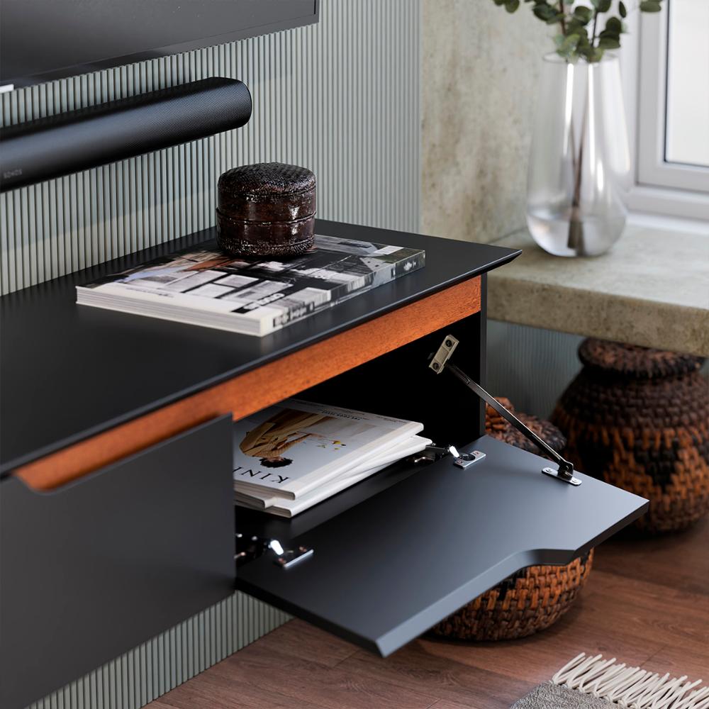 Rack Aparador Suspenso Flow com 2 Portas Basculante Preto