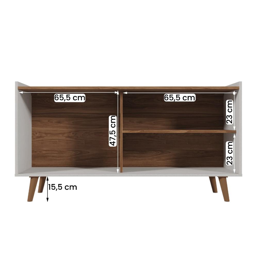 Rack Bancada New Austin Retrô para TV até 50” Polegadas Cinamomo/Perola Metalizado