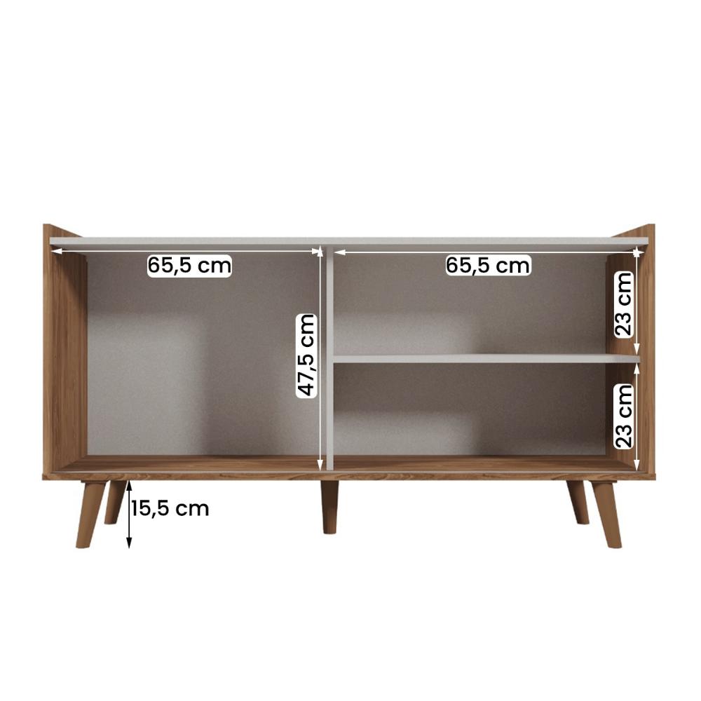 Rack Bancada New Austin Retrô para TV até 50” Polegadas Perola Metalizado/Cinamomo