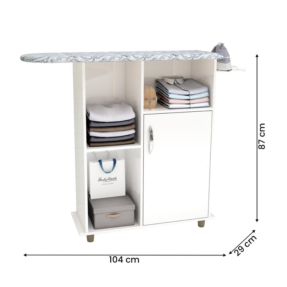 Tábua de Passar Roupa Miami com 1 Porta e Nicho Branco