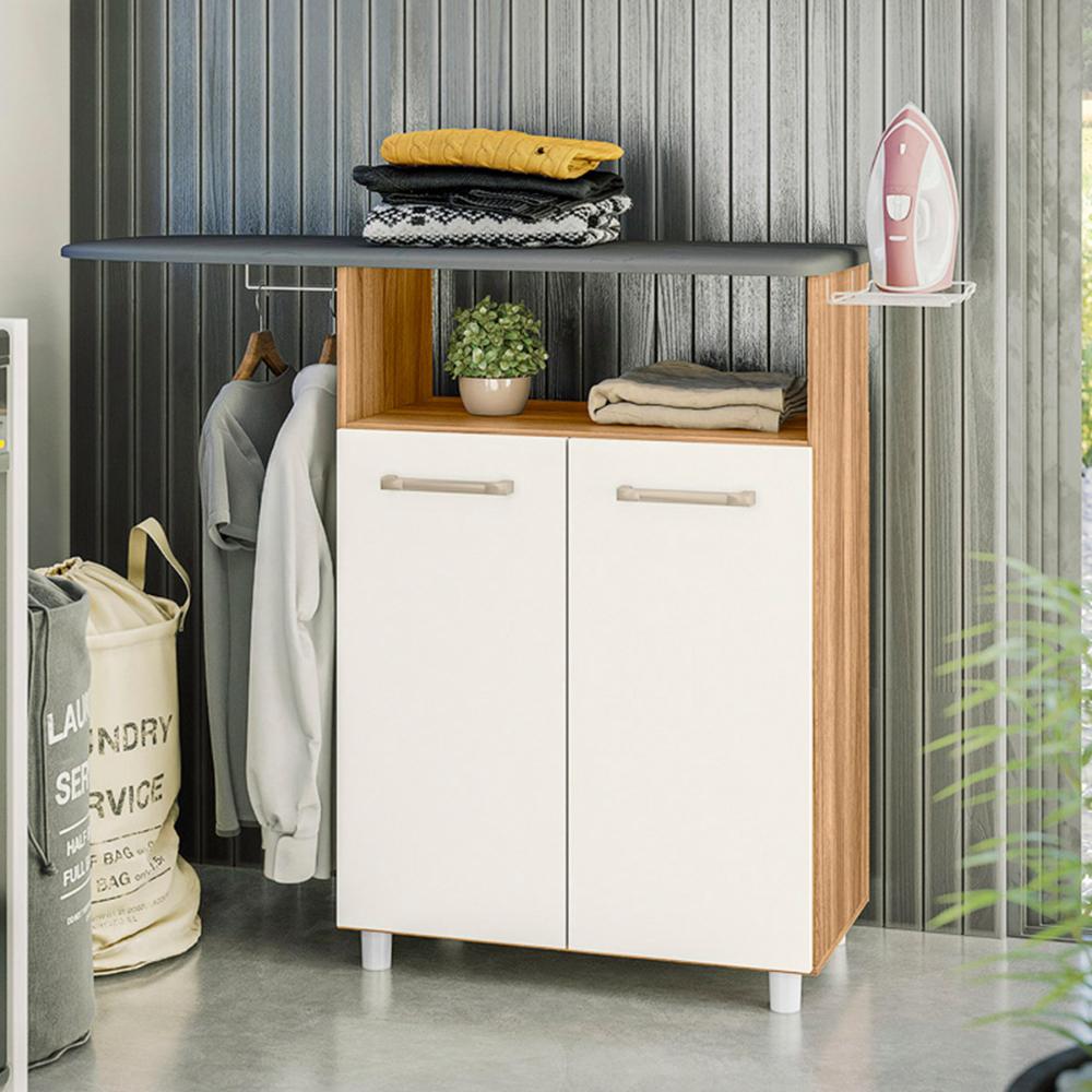 Tábua de Passar Roupa com Armário Melissa com 2 Portas Freijo/Off White