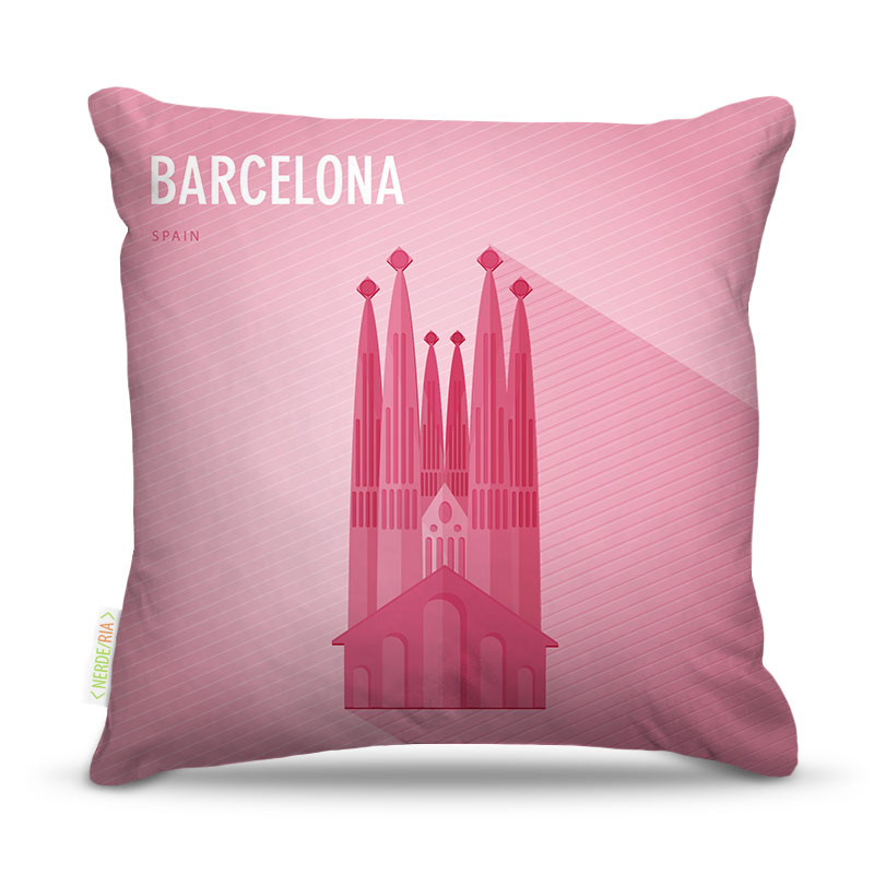 Almofada 45 x 45cm  Nerderia e Lojaria barcelona vetor colorido