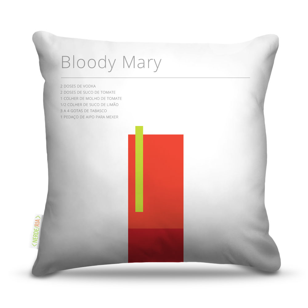Almofada 45 x 45cm  Nerderia e Lojaria bebida boody mary colorido