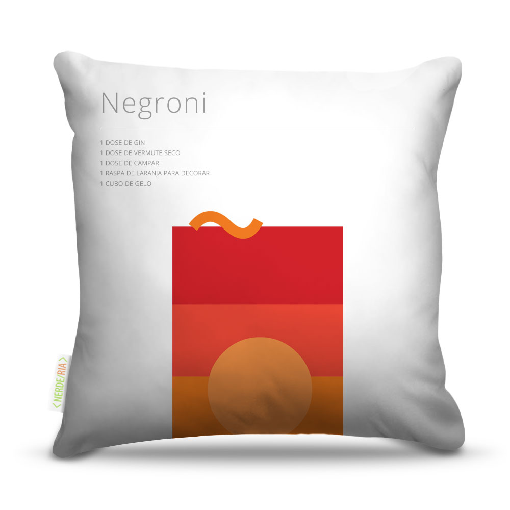 Almofada 45 x 45cm  Nerderia e Lojaria bebida negroni colorido