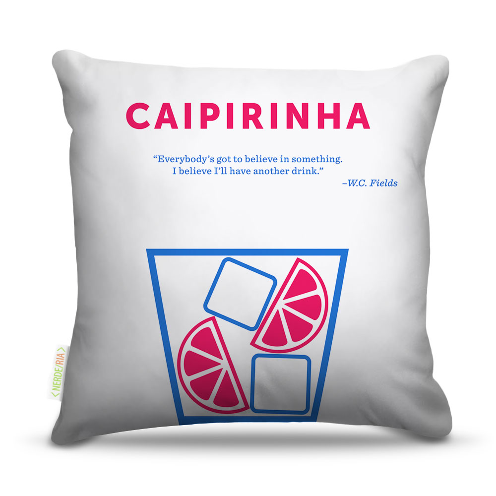 Almofada 45 x 45cm  Nerderia e Lojaria bebidas vetor caipirinha colorido