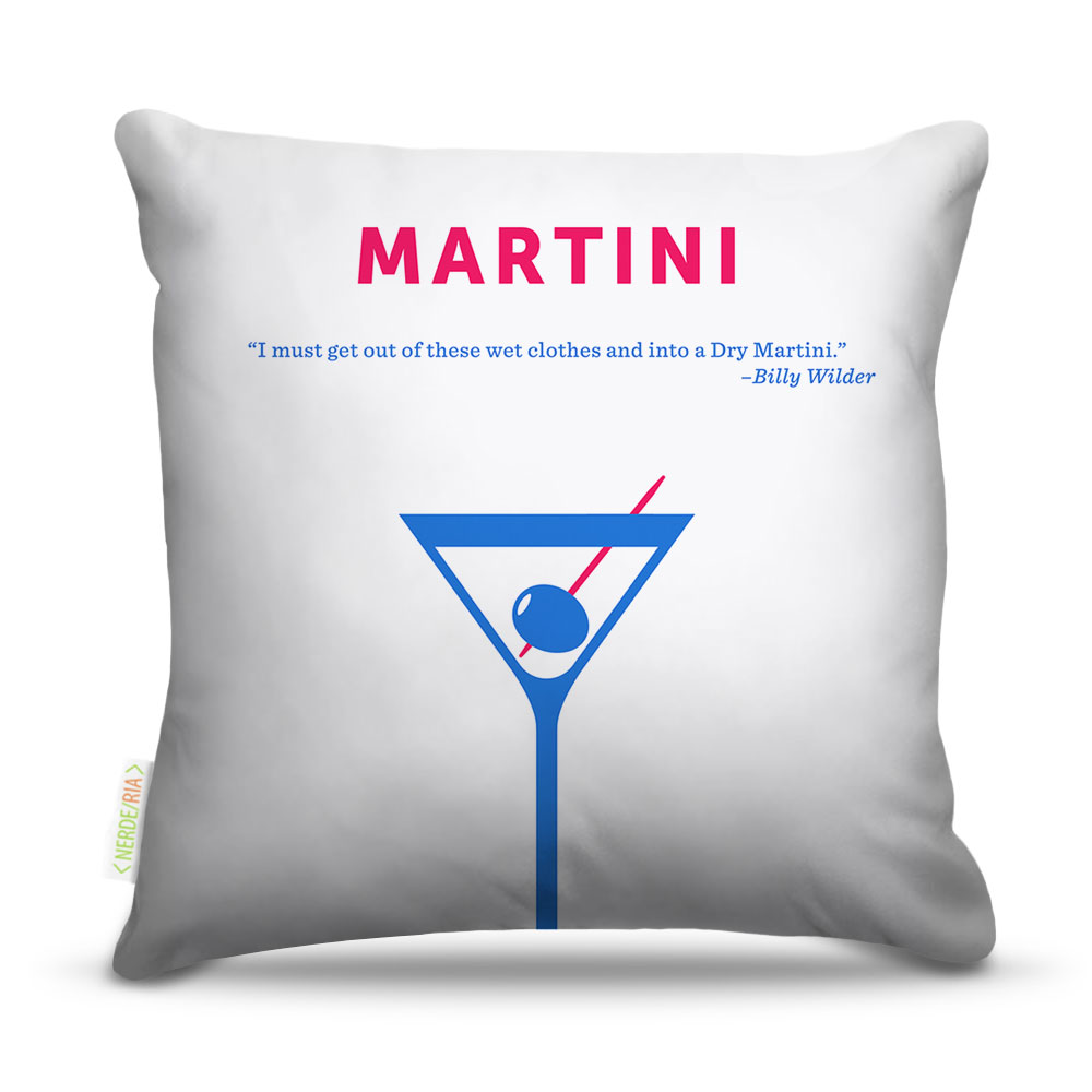 Almofada 45 x 45cm  Nerderia e Lojaria bebidas vetor martini colorido