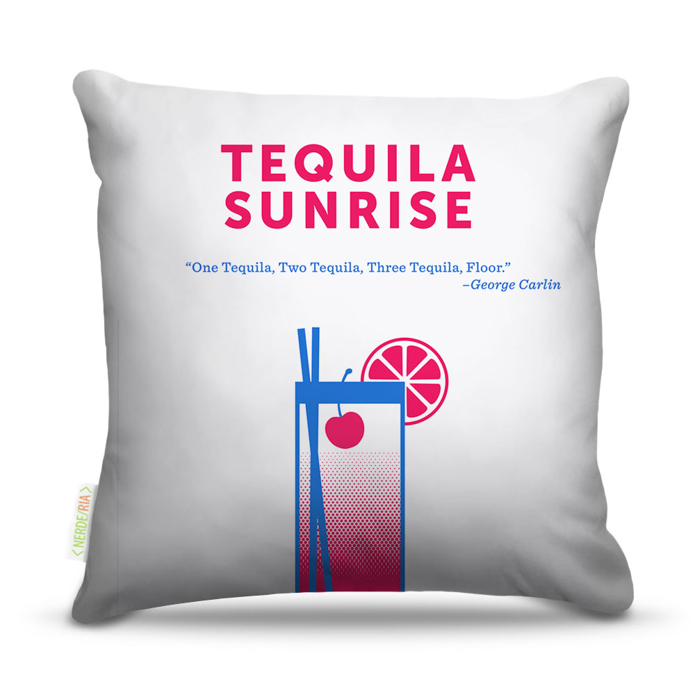 Almofada 45 x 45cm  Nerderia e Lojaria bebidas vetor tequila sunrise colorido