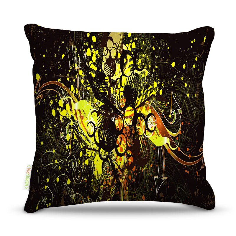 Almofada 45 x 45cm  Nerderia e Lojaria black yellow colorido