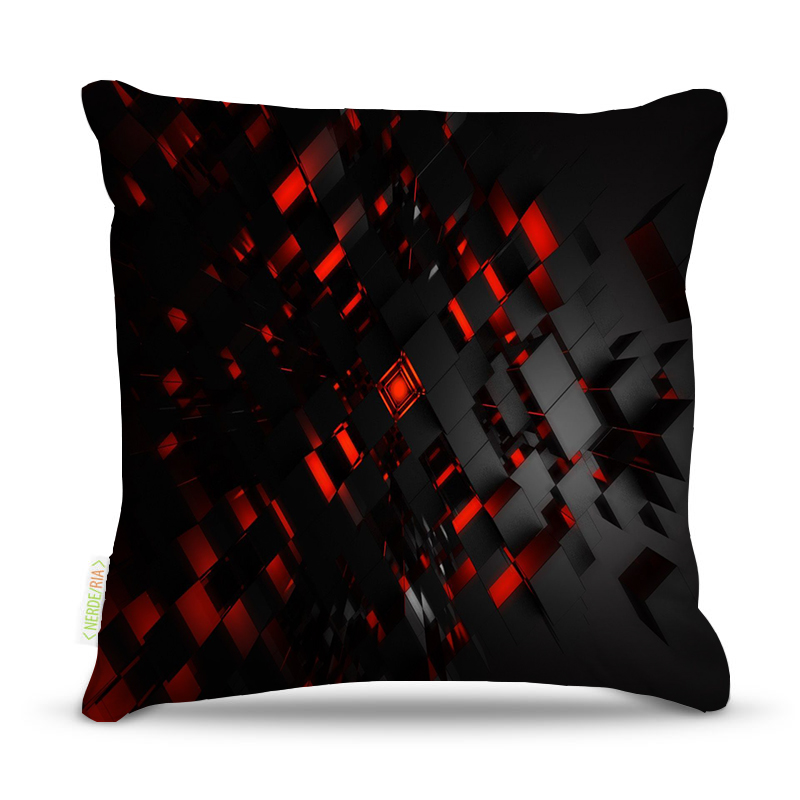 Almofada 45 x 45cm  Nerderia e Lojaria bloco preto vermelho colorido