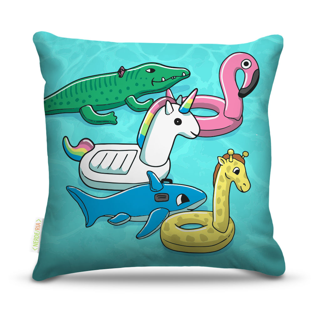 Almofada 45 x 45cm  Nerderia e Lojaria boias de verao colorido