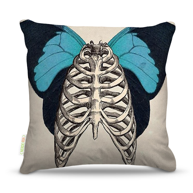 Almofada 45 x 45cm  Nerderia e Lojaria butterfly bone colorido