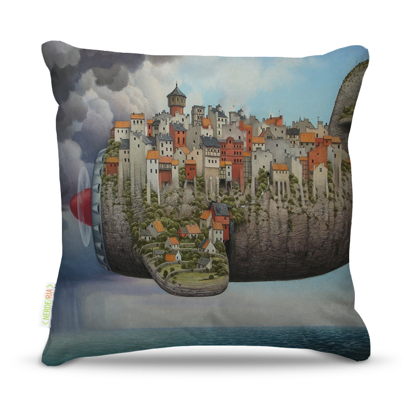 Almofada 45 x 45cm  Nerderia e Lojaria city avião a colorido
