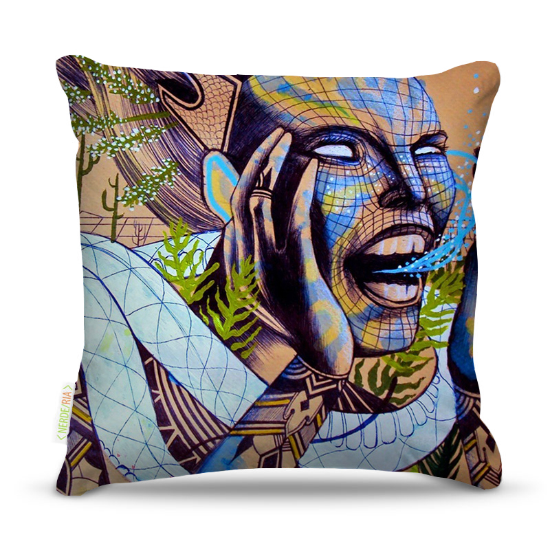 Almofada 45 x 45cm  Nerderia e Lojaria cleoptra surrealista colorido