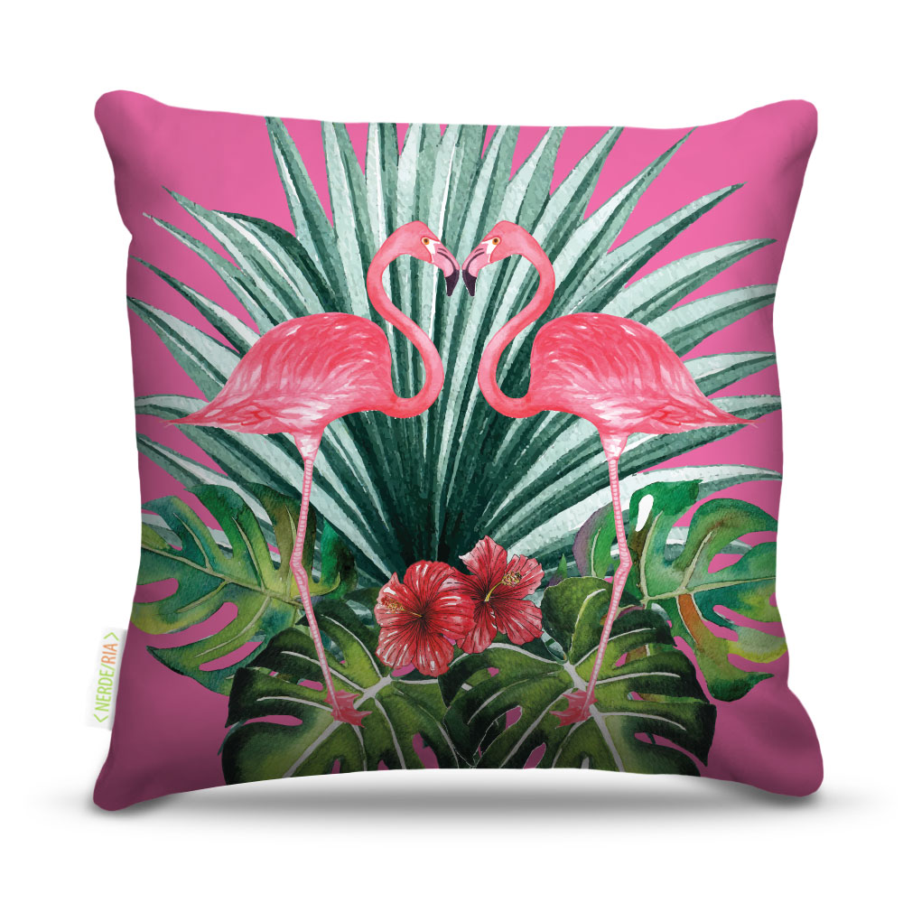 Almofada 45 x 45cm  Nerderia e Lojaria flamingo pink colorido