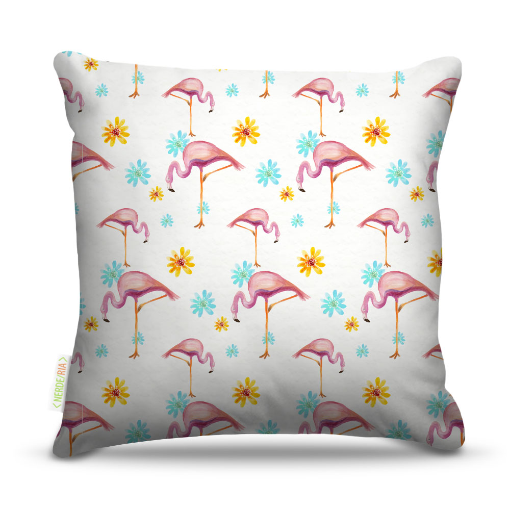 Almofada 45 x 45cm  Nerderia e Lojaria flamingo textura colorido