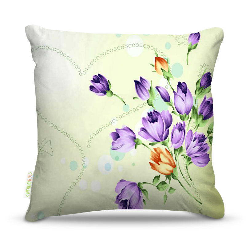 Almofada 45 x 45cm  Nerderia e Lojaria flor purple colorido