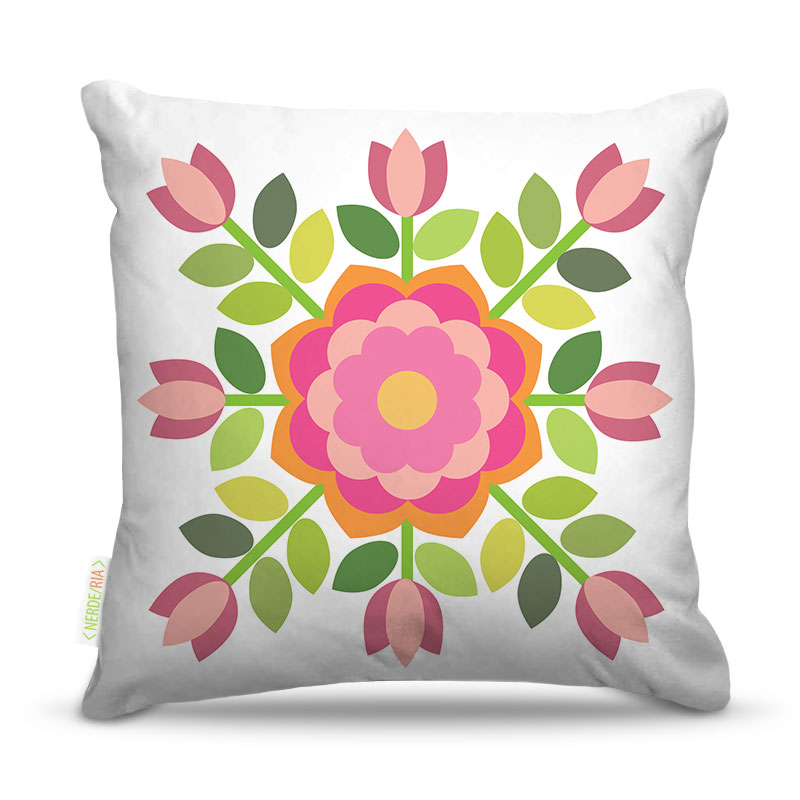 Almofada 45 x 45cm  Nerderia e Lojaria flores vetor colorido