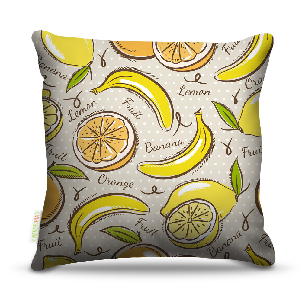 Almofada 45 x 45cm  Nerderia e Lojaria frutas 01 colorido