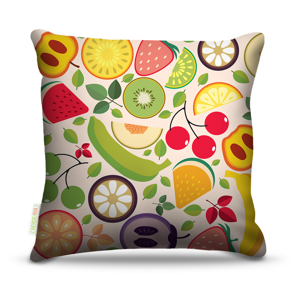Almofada 45 x 45cm  Nerderia e Lojaria frutas coloridas colorido