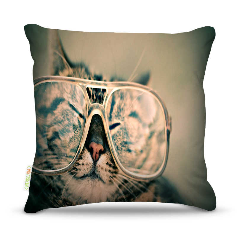 Almofada 45 x 45cm  Nerderia e Lojaria gato glass colorido