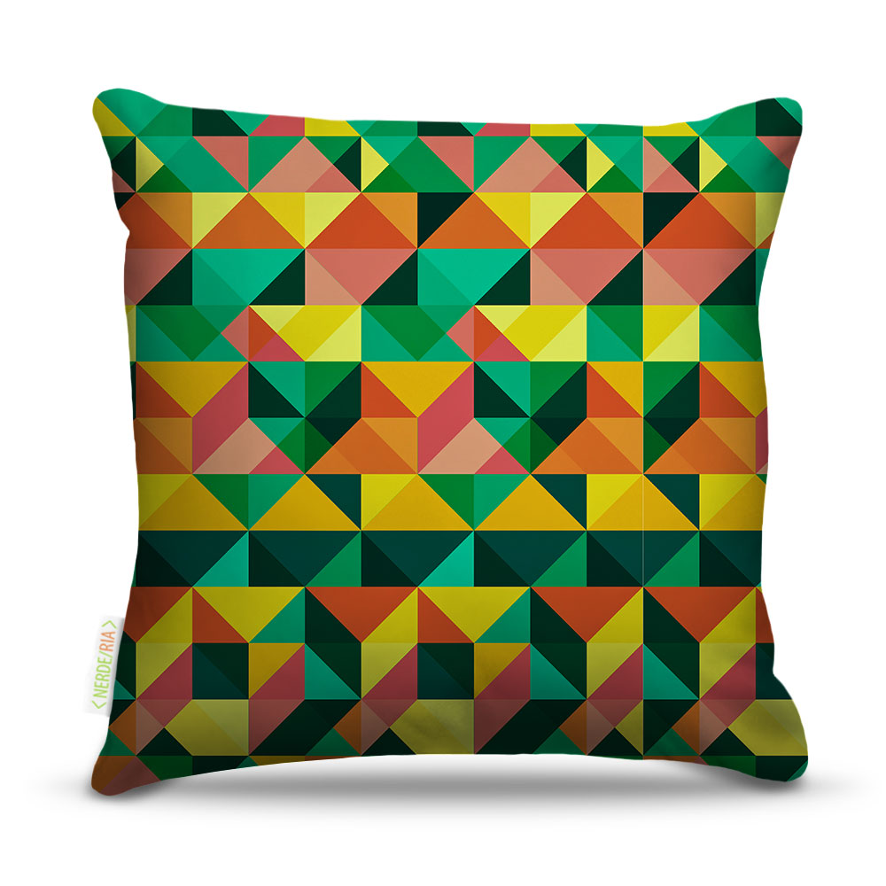 Almofada 45 x 45cm  Nerderia e Lojaria geometrica09 verde colorido
