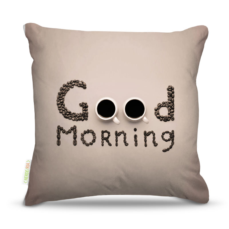 Almofada 45 x 45cm  Nerderia e Lojaria good morning colorido
