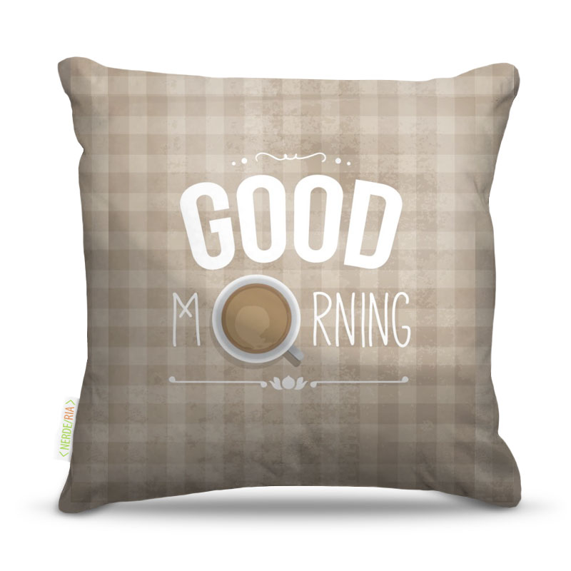 Almofada 45 x 45cm  Nerderia e Lojaria good morning2 colorido